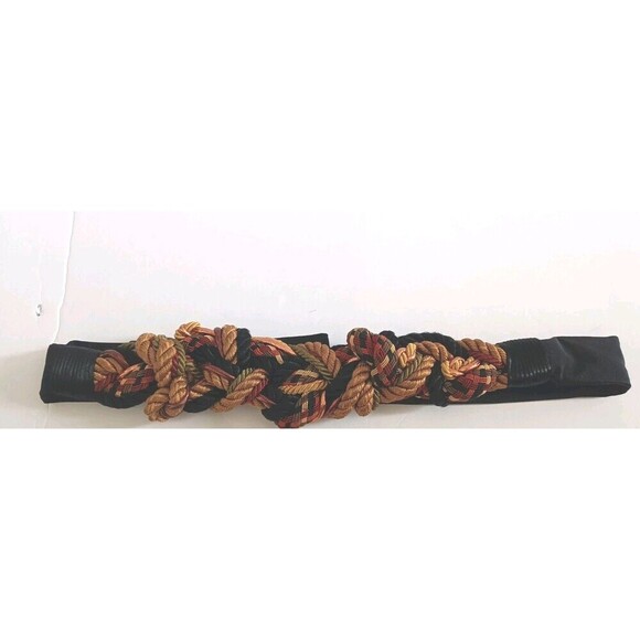 Carolyn Tanner Designs Inc Adjustable Belt Brown Gold Braided 80s Size S-L - Picture 1 of 8